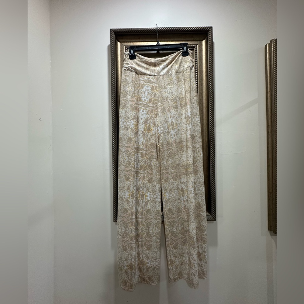 Cato Beige Patterned Wide-Leg Pants